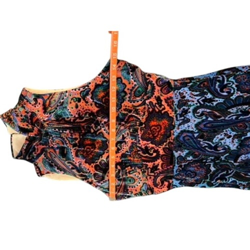 Moulinette Soeurs Anthropologie Velvet Paisley Halter Midi Dress Blue Orange 2 - Picture 6 of 15